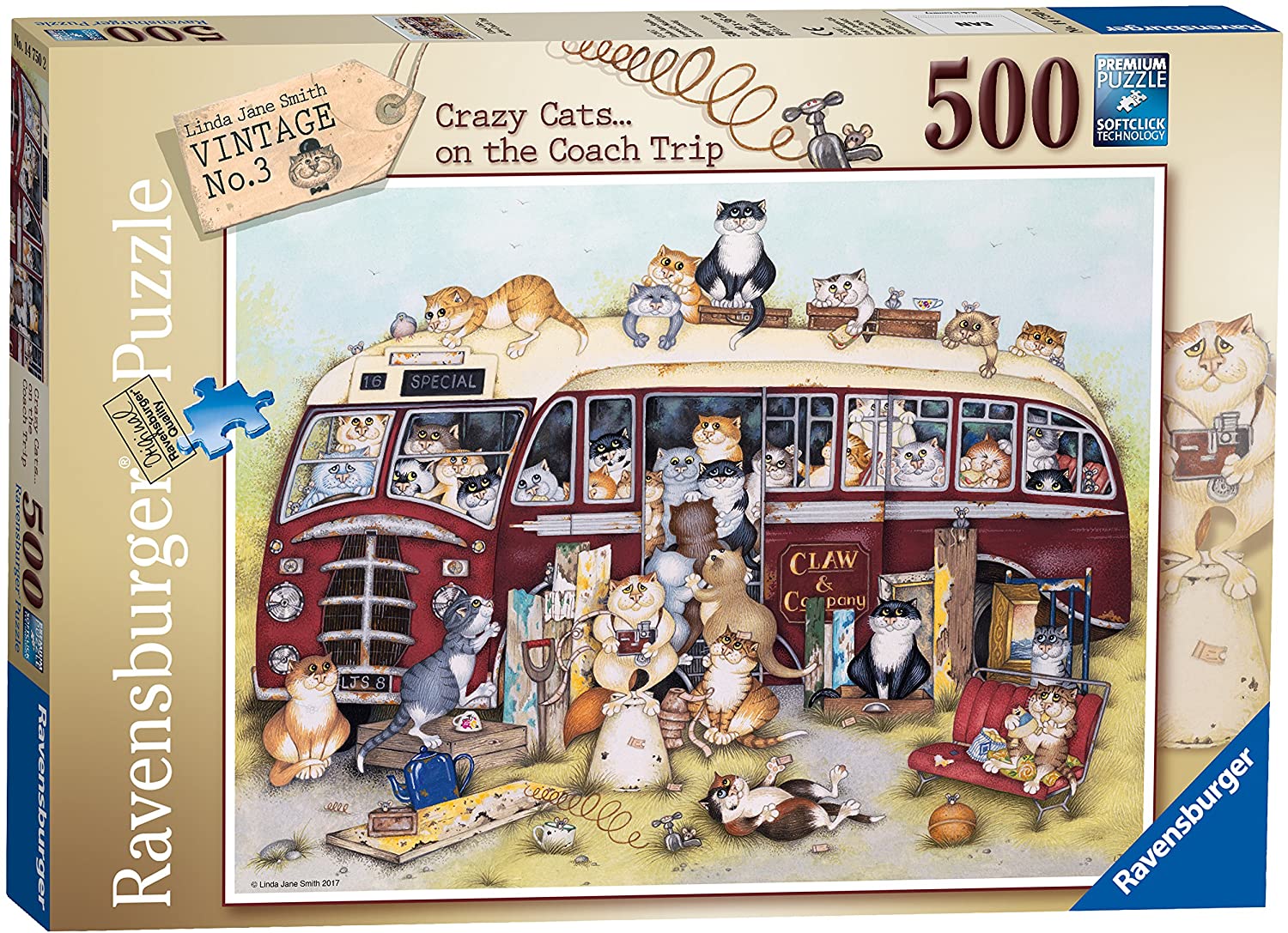 Ravensburger Crazy Cats ... on the Coach Trip 500 Piece Puzzle image 0